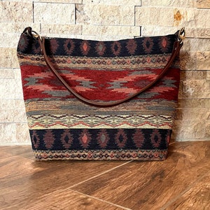 Tempe Tapestry shoulder bag in rich Southwest jacquard fabric