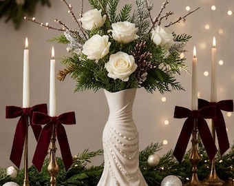Pearl Draped Vase STL | Sculptural Flower Vase 3D Print File | Wedding Centerpiece Decor | Draped Flower Vase STL