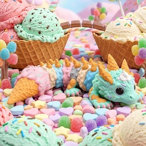 Ice Cream Cone Dragon STL & 3MF | Articulated Flexi Waffle Cone Dragon 3D Print File | Cute Fantasy Dragon | 3D fidget Toy