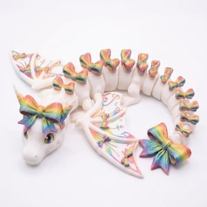 Bow Articulated Dragon STL & 3MF | Cute Flexi Dragon | Coquette Dragon STL File | Print in Place | Fantasy Dragon Toy image 5