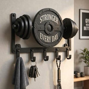 Nyckelhållare för skivstång STL & 3MF | Nyckelställ för gymvägg | Viktskivsväggorganisatör | 3D-utskriftsfil för gymälskare