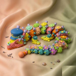 Captain Floral Dragon STL-3MF | Flexi 3D Printed Dragon | Cute Floral Multi Color Dragon for 3D Printing | Articulated Flower Dragon 3MF