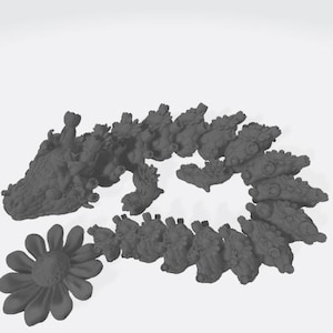 Flower Articulated Dragon STL | Flexi 3D Printed Dragon | Cute Floral Dragon Gifts | Floral Dragon 3MF File | 3D Printing Desk Pet image 11