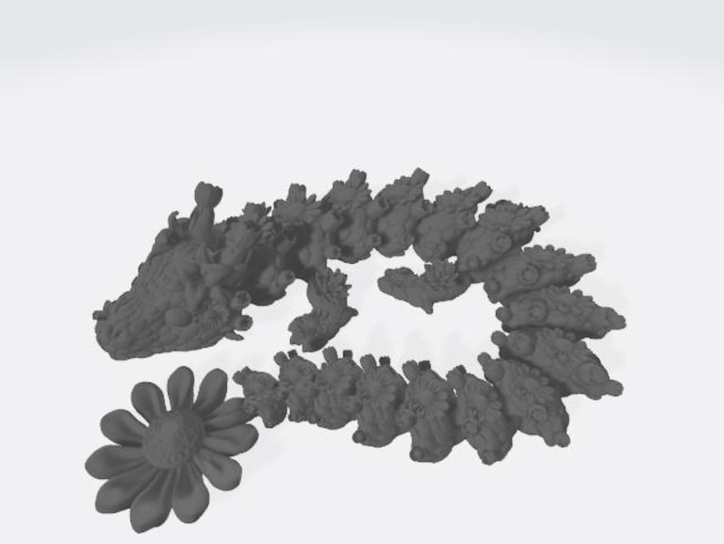 Flower Articulated Dragon STL | Flexi 3D Printed Dragon | Cute Floral Dragon Gifts | Floral Dragon 3MF File | 3D Printing Desk Pet image 11