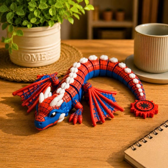Articulated Spider Dragon STL | Spider Dragon STL-3MF | Flexi Dragon | Fidget Dragon Toy | Cute Fantasy Dragon | Dragon Desk Pet