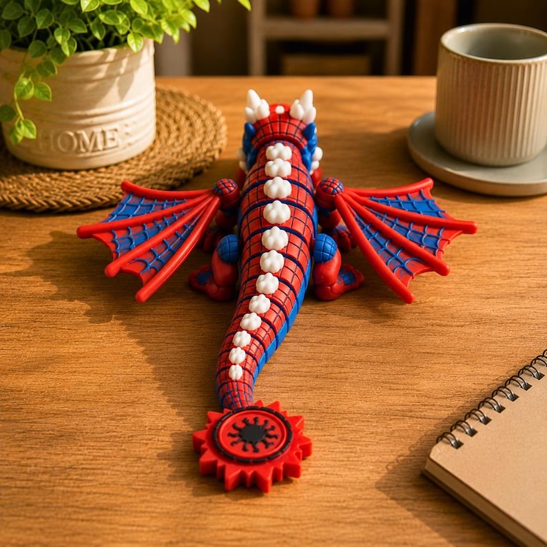 Rear view flexible Spider Dragon print in place model