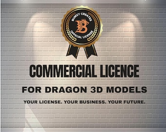 Licença comercial Dragon para arquivo STL/3MF | Uso comercial de design único | Direitos de venda de impressões físicas | PDF de licença personalizado