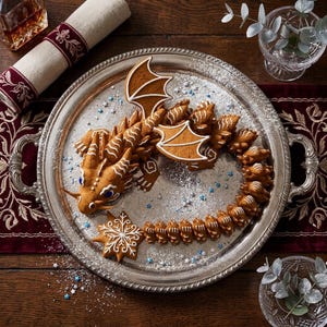 Gingerbread Flexi Dragon STL & 3MF | Articulated Print in Place Christmas Dragon | Flexi Christmas Dragon STL File | Flexible Desk Pet image 9