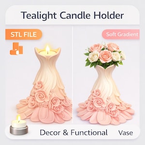 3d printed candle holder and vase stl file digital download decor