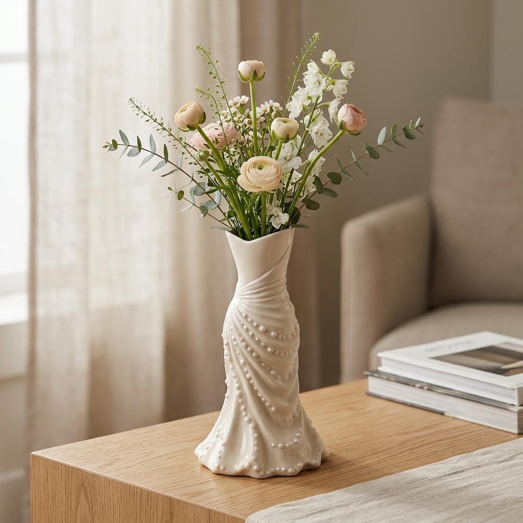 Pearl Gala Gown Dress Vase STL | 3D Printed Aesthetic Flower Vase ...
