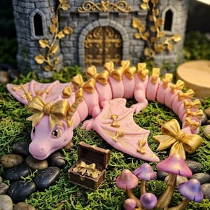 Bow Articulated Dragon STL & 3MF | Cute Flexi Dragon | Coquette Dragon STL File | Print in Place | Fantasy Dragon Toy image 8