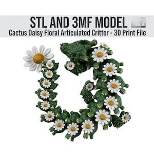 Flower Articulated Dragon STL | Flexi 3D Printed Dragon | Cute Floral Dragon Gifts | Floral Dragon 3MF File | 3D Printing Desk Pet image 7