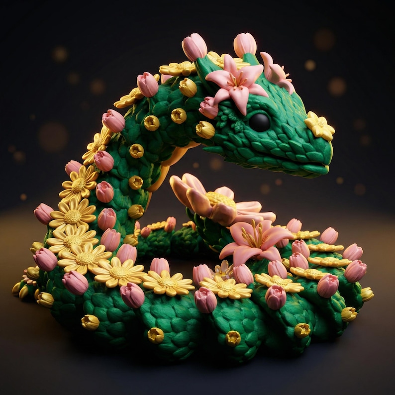 ARTICULATED FLOWER DRAGON, CUTE FLEXI GARDEN DRAGON