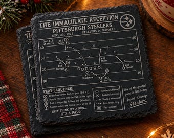 NFL Football Play Diagram Coasters, Personalized NFL Fan Gift (Set of 2)