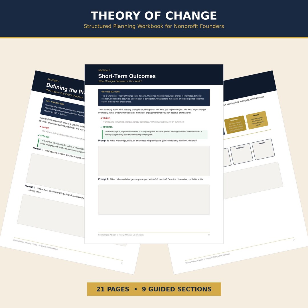 Nonprofit Theory of Change Template | Logic Model Workbook | Impact ...