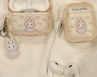Cartoon Bunny Silicone AirPods Case, Rabbit Transparent AirPods Pro 2 Case, AirPods Pro Case, AirPods 1 2 3 4 Case, AirPods Case