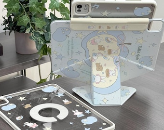 iPad Air 8 Blue Miffy Case, Magnetic Detachable Floating Stand, (iPad Mini 7 / Pro 11 / 10th Gen)