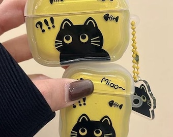 Funny Cat Silicone AirPods Case with Charm, AirPods Pro 2 Case, AirPods Pro Case, AirPods 1 2 3 4 Case