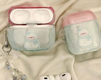 Winter Snowman AirPods Case with Charm, AirPods Pro 2 Case, AirPods Pro Case, AirPods 1 2 3 4 Case