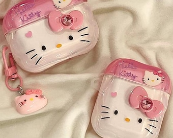 Kawaii AirPods Case with Charm, Cartoon Kitty Soft Silicone Cover for AirPods Pro 3, Pro 2, AirPods 4, 1, 2 – Girl Gift