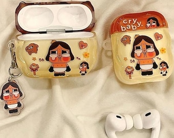 Cartoon Silicone Crying Doll AirPods Case with Charm, AirPods Pro 2 Case, AirPods Pro Case, AirPods 1 2 3 4 Case