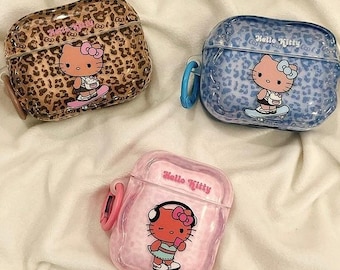 Leopard Skateboard Kitty AirPods Case, Cartoon Silicone AirPods Pro 3 Cover, AirPods Pro 2 Case, AirPods Pro Case, AirPods 1 2 3 4 Case