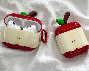 3D Red Apple AirPods Case, Creative Fruit Shape Soft Silicone Cover, AirPods Pro 2 Case, AirPods Pro Case, AirPods 1 2 3 4 Case