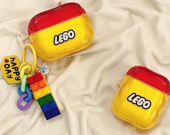 LEGO Style Silicone AirPods Case, Creative Minimalist Brick Design, AirPods Pro 2 Case, AirPods Pro Case, AirPods 1 2 3 4 Case