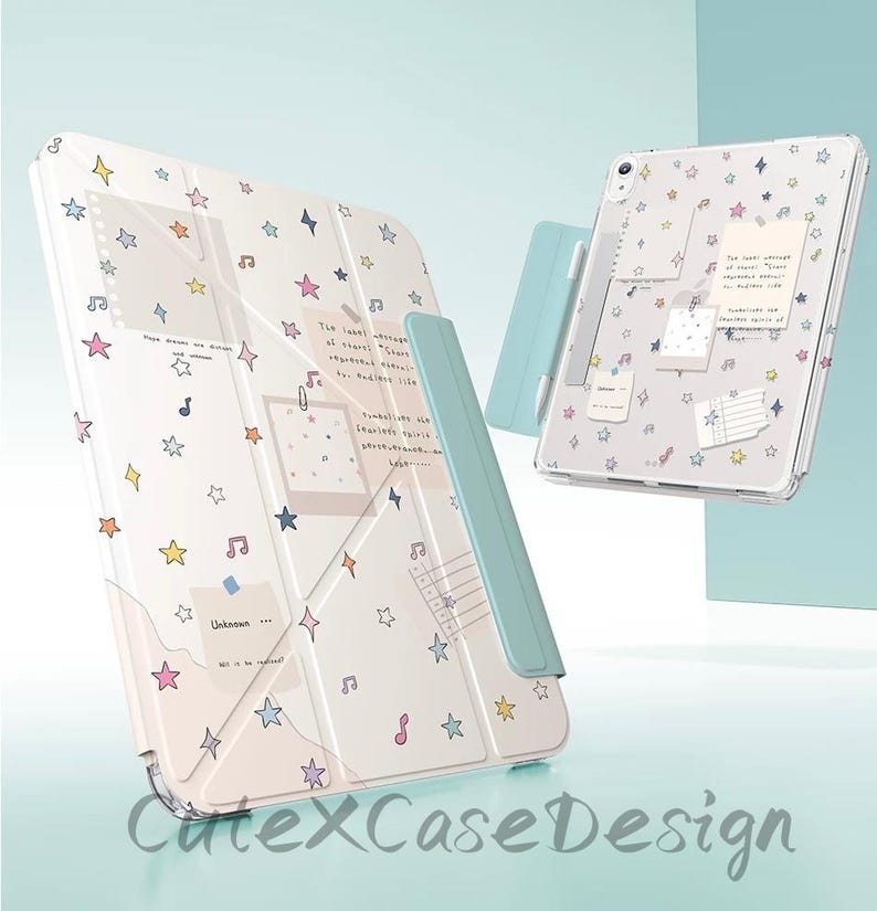 IPad Slide Detachable Tri-fold Y-stand Case, Star Note & Sticky Note ...