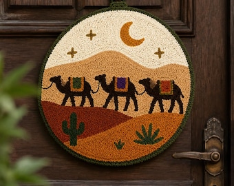 Textured Punch Needle Wreath for Modern Entryway, Handmade Round Textile Door Hanger, Soft Fiber Art Wall Accent
