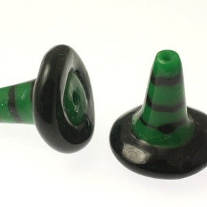 Handmade Lampwork Glass Beads -- Halloween Witch Hats (12)