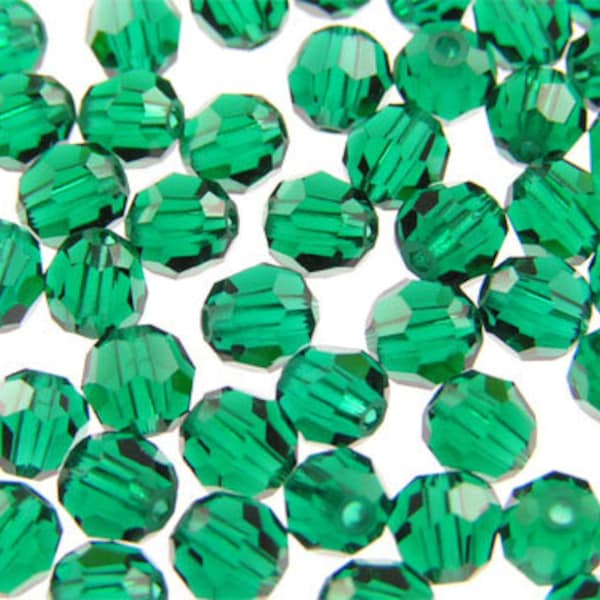 6mm Authentic Swarovski Crystal Round Beads #5000 Emerald (12)