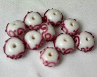 Lampwork Glass Rondelle Beads (10)