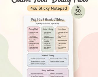 Daily Routine Checklist Notepad, Household Reset Sticky Note Pad, 4x6 Home Routine Planner, Morning Evening Checklist