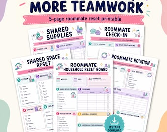 Roommate Chore Chart Printable, Apartment Chore Tracker, Roommate Agreement, Shared Household Checklist, Dorm Cleaning Schedule PDF