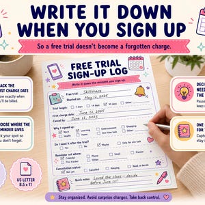 ADHD Subscription Tracker, Free Trial Cancel Reminder PDF, Monthly Money Leak Finder, Forgotten Subscriptions List, Cancel Before It Charges image 6