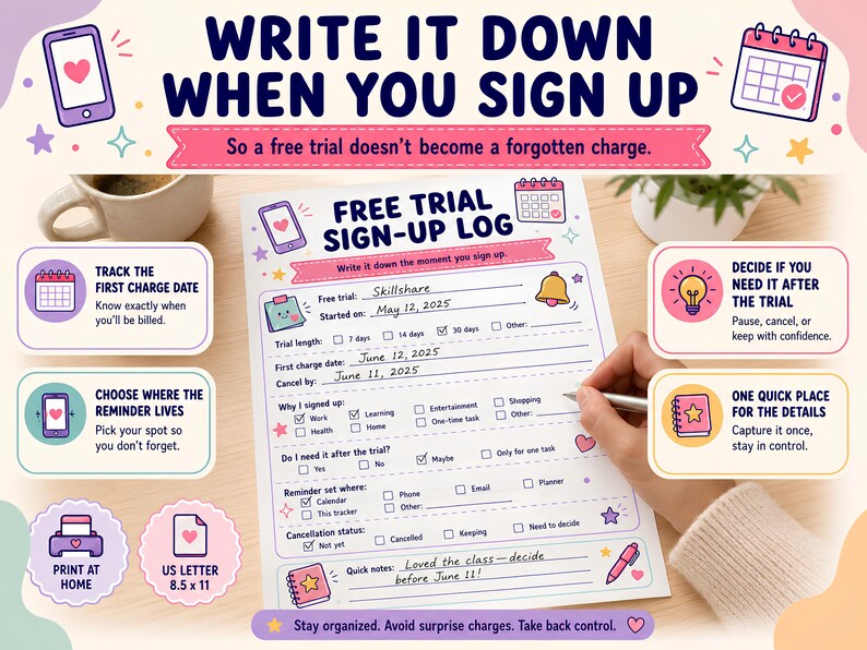 ADHD Subscription Tracker, Free Trial Cancel Reminder PDF, Monthly Money Leak Finder, Forgotten Subscriptions List, Cancel Before It Charges image 6