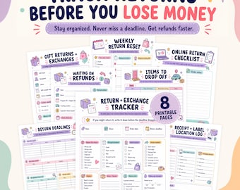 ADHD Return and Refund Tracker, Online Return Checklist, Return Deadline Planner, Receipt and Label Tracker, Exchange Organizer PDF