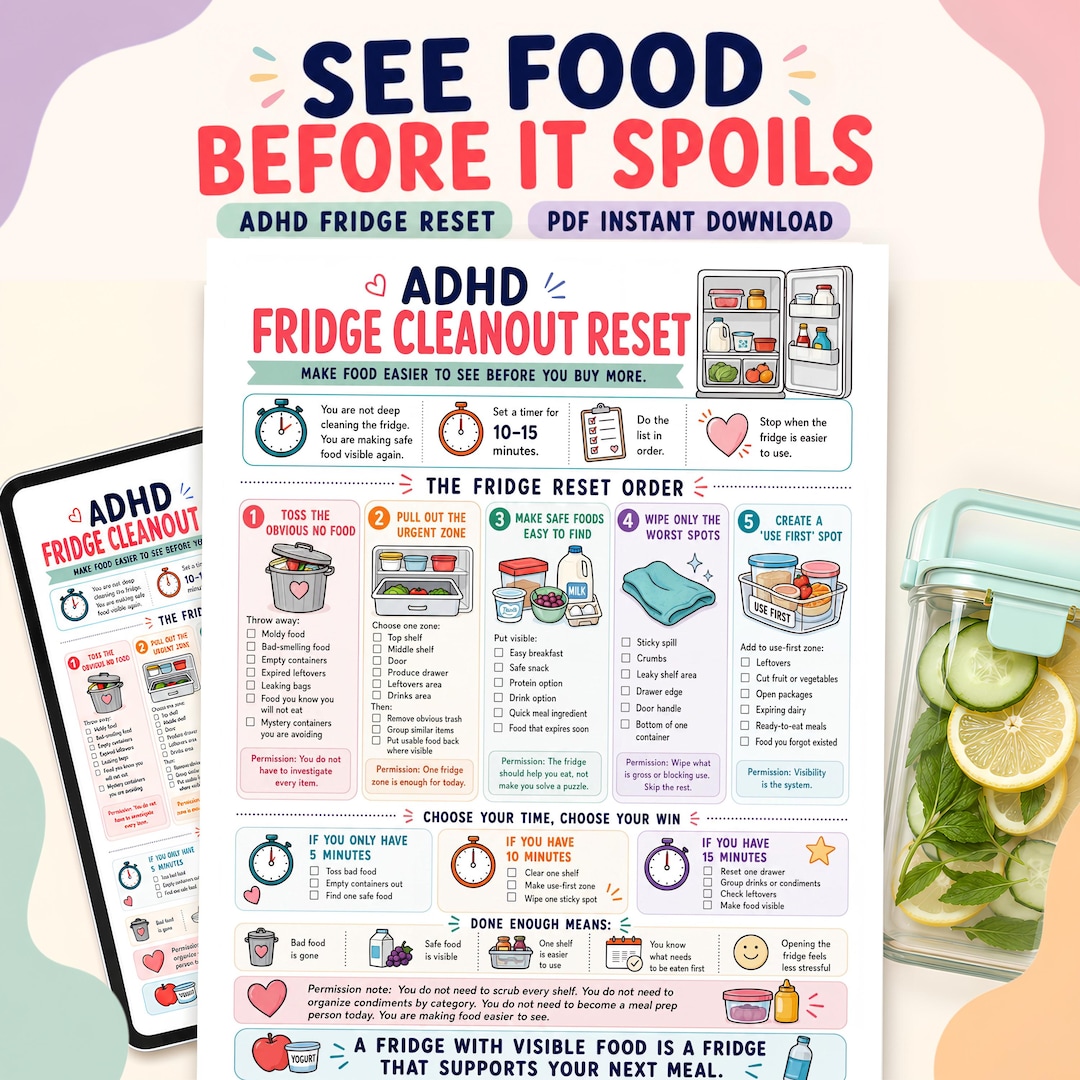 Fridge Checklist Appendix ADHD Fridge Cleanout Printable, Fridge Reset Checklist PDF, Kitchen ...