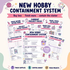 ADHD New Hobby Planner, Hyperfixation Tracker, Impulse Buying Checklist, Hobby Budget, Unfinished Project Organizer, Craft PDF
