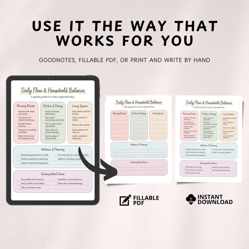 Home Checklist Planner, Daily Routine Chart, Goodnotes Daily Planner ...