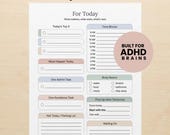 ADHD Work Planner PDF for Adults, Fillable Daily Workday Organizer, ADHD Daily Printable Focus Sheet, Productivity Worksheet