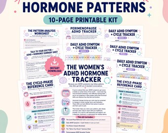 ADHD Menstrual Cycle Tracker, Women’s Hormone Symptom Log, Period Mood, Focus, Energy Tracker, Perimenopause Symptom Log, Doctor Summary PDF