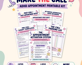 ADHD Appointment Planner Printable, Phone Call Scripts, Medical Appointment Prep Sheet, Call Tracker, Executive Dysfunction Help PDF