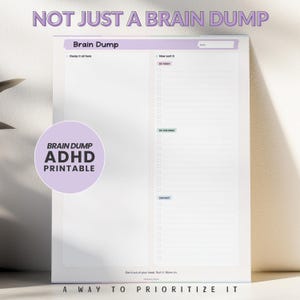 ADHD Brain Dump Printable PDF, Goodnotes Mental Load Sheet, Task Prioritization Worksheet, Executive Function Insert, instant download
