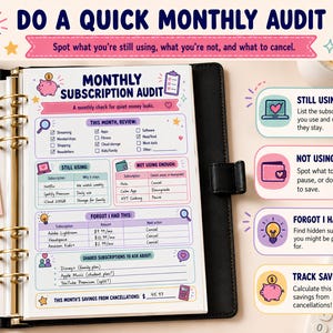ADHD Subscription Tracker, Free Trial Cancel Reminder PDF, Monthly Money Leak Finder, Forgotten Subscriptions List, Cancel Before It Charges image 7