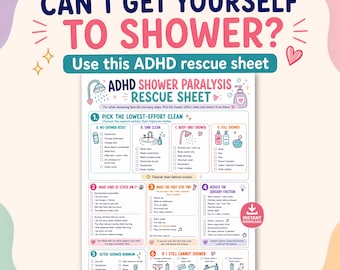 ADHD Shower Routine Printable, Hygiene Checklist for Adults, Shower Paralysis Help, Can't Shower Checklist, Low Effort Self Care PDF