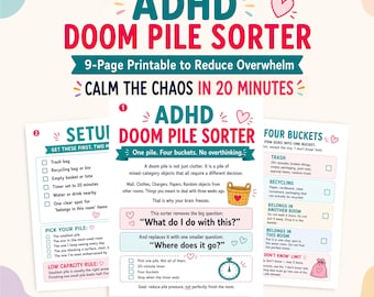 Apartment Cleaning Checklist Printable, ADHD Declutter Guide, Organized Home PDF for Neurodivergent Adults, Roommate Gift, 9 Pages