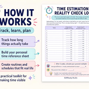 ADHD Time Blindness Workbook, Time Blocking Template for Neurodivergent Adults, Always Late Reverse Schedule, Executive Function PDF image 4