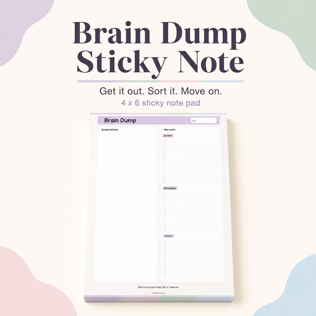 ADHD Brain Dump Notepad, 4x6 Sticky Note to Do List Pad, Task Sorter ...